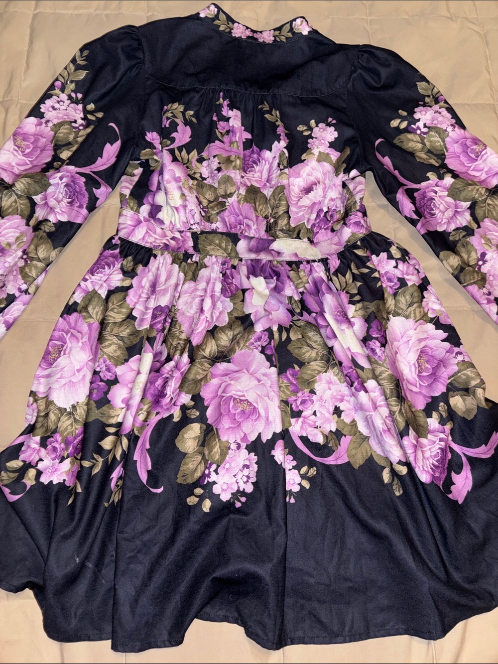 WD.NY Black Dress with Purple Floral Print - Picture 4 of 4
